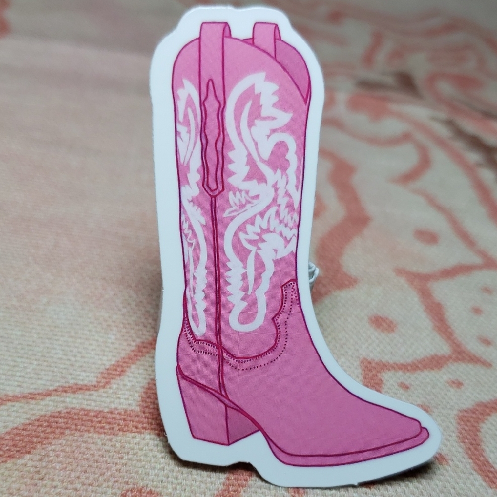 Pink Cowgirl Boot Sticker (K) - Picture 1 of 4